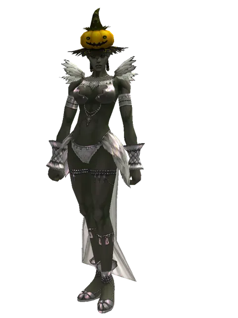 Halloween Hat on a female Orc mystic, front view