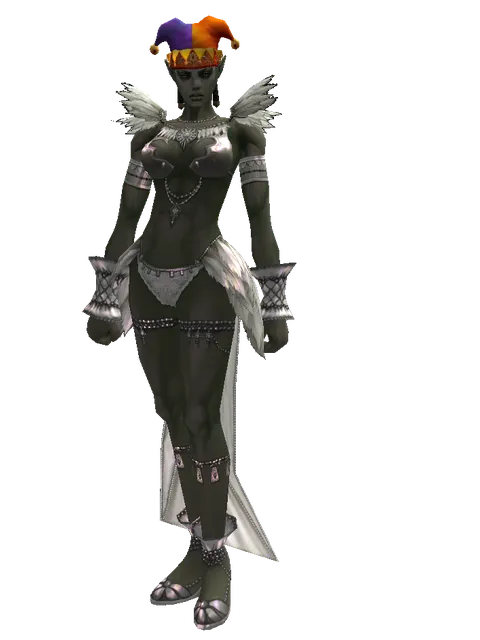 Jester Hat on a female Orc mystic, front view