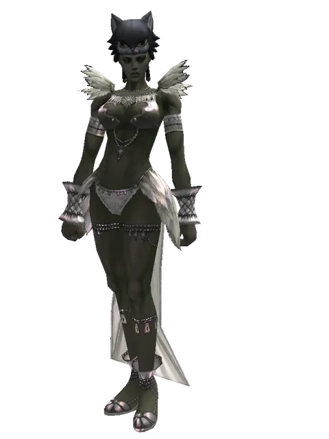 Kai the Cat Hat on a female Orc mystic, front view