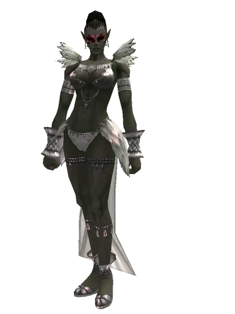 Mask of Spirits on a female Orc mystic, front view