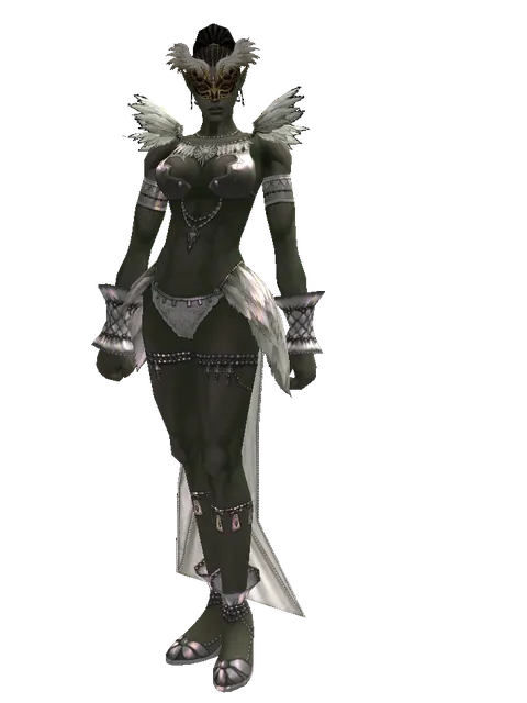 Medieval Party Mask2 (?) on a female Orc mystic, front view