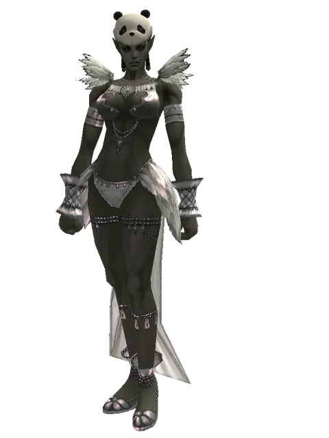 Panda Hat on a female Orc mystic, front view