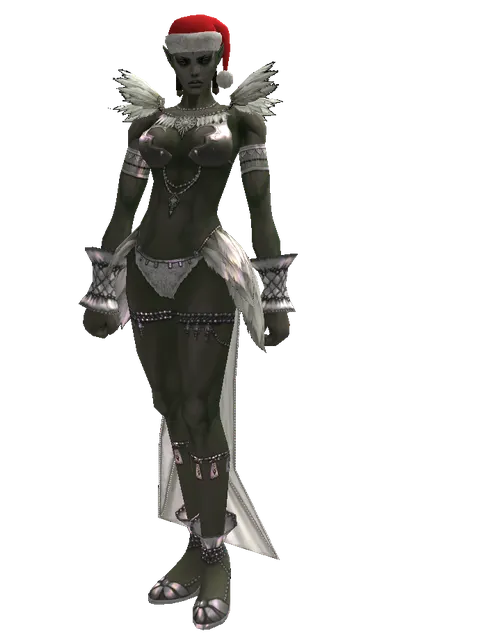 Santa's Hat on a female Orc mystic, front view