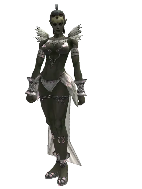 Skull Hat on a female Orc mystic, front view