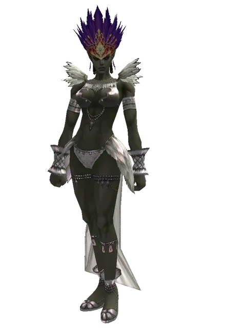 Sophisticated Carnival Hat (?) on a female Orc mystic, front view