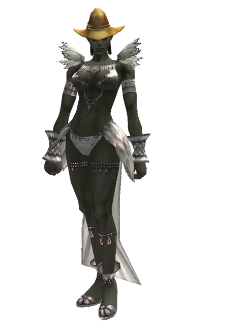 Straw Hat on a female Orc mystic, front view