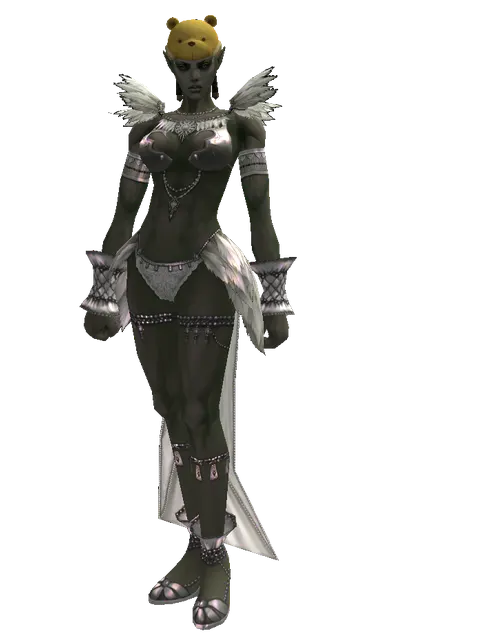 Teddy Bear Hat on a female Orc mystic, front view