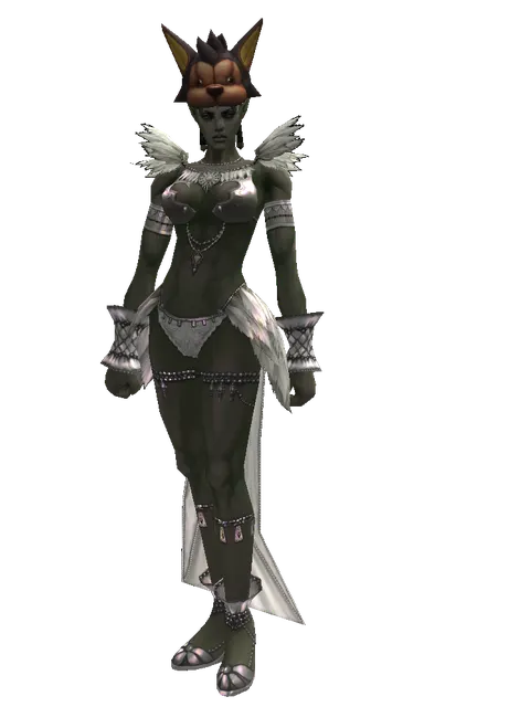 Wolf Hat on a female Orc mystic, front view