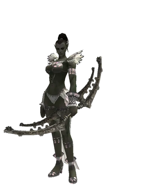 Bow of Peril on a female Orc mystic, front view
