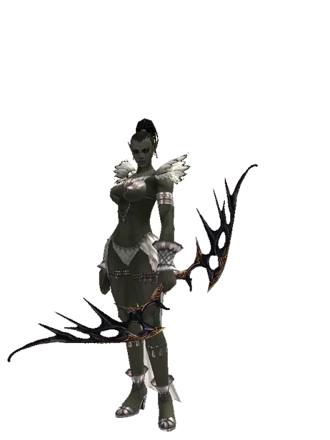 Dark Elven Bow on a female Orc mystic, front view