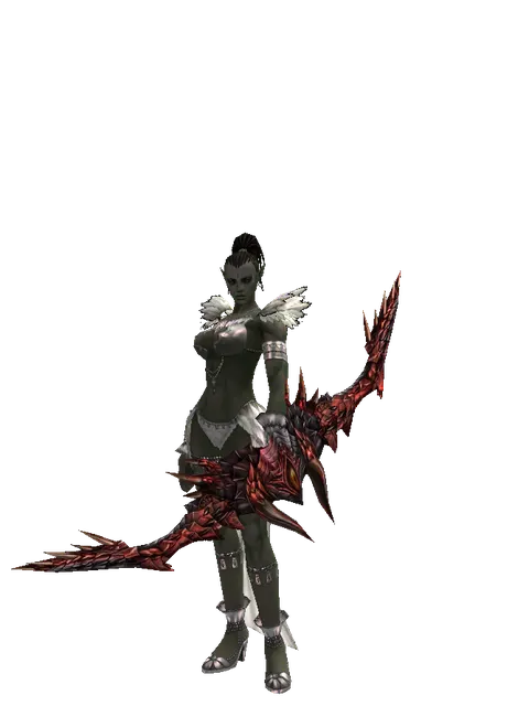 Draconic Bow on a female Orc mystic, front view