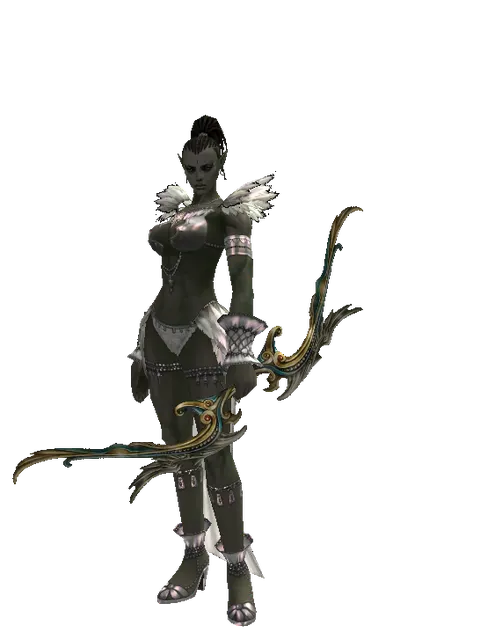 Elemental Bow on a female Orc mystic, front view