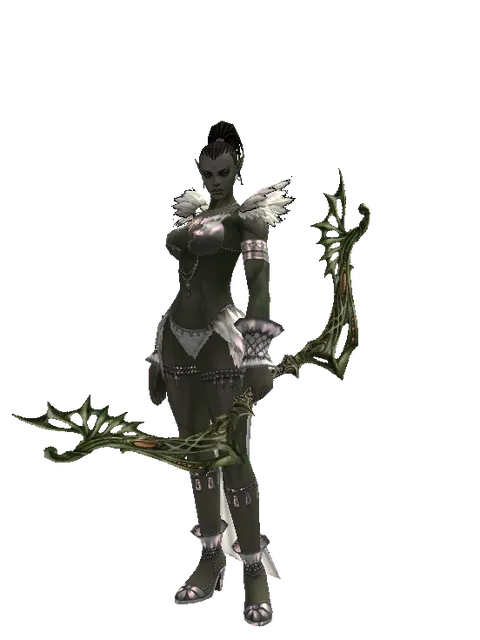 Gastraphetes on a female Orc mystic, front view