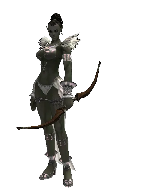 Guard's Bow on a female Orc mystic, front view