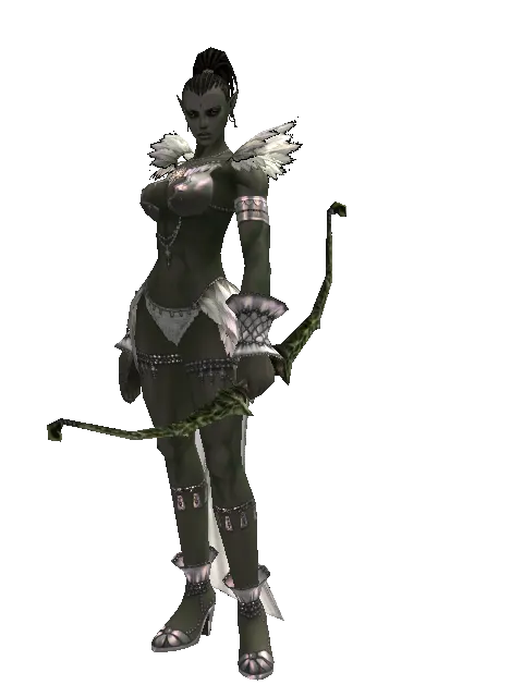 Hunting Bow on a female Orc mystic, front view