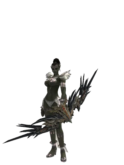 Icarus Spitter on a female Orc mystic, front view