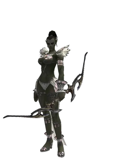 Light Crossbow on a female Orc mystic, front view