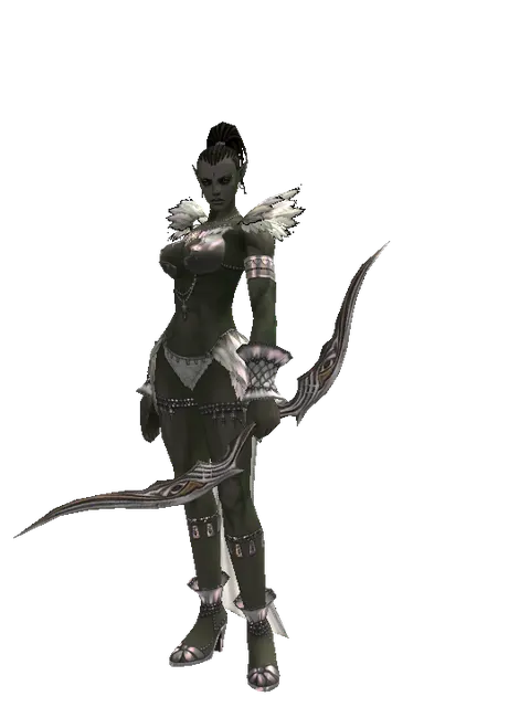 Long Bow on a female Orc mystic, front view