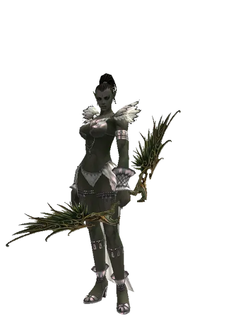 Noble Elven Bow on a female Orc mystic, front view