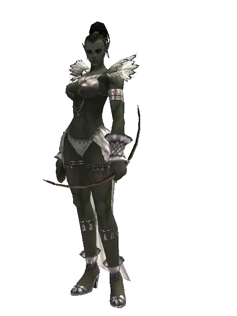 Short Bow on a female Orc mystic, front view