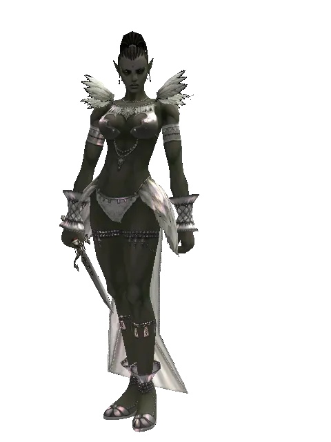 Dagger of Mana on a female Orc mystic, front view