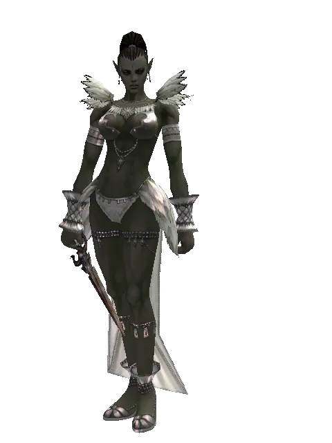 Demon Dagger on a female Orc mystic, front view
