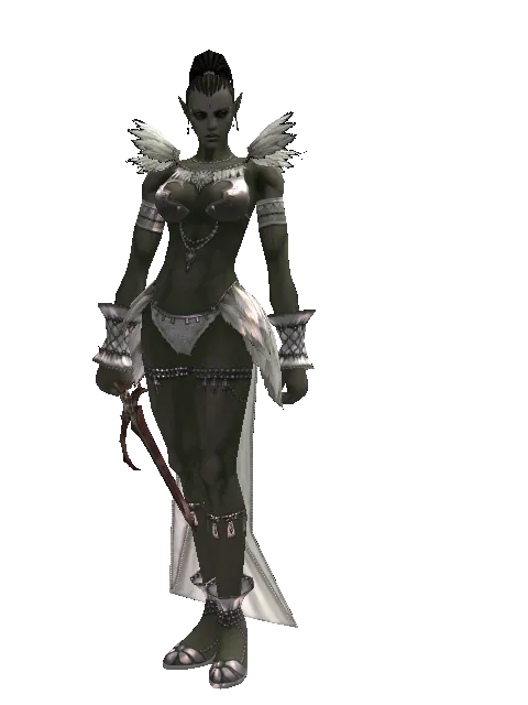 Shilen Knife on a female Orc mystic, front view