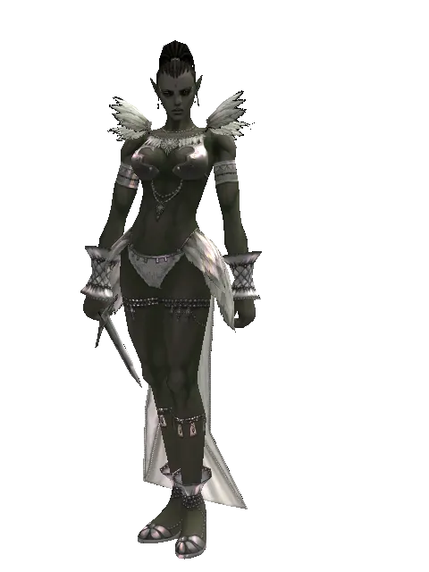 Throwing Knife on a female Orc mystic, front view