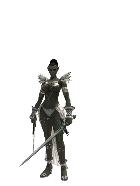 Artisan's Sword*Elven Long Sword on a female Orc mystic, front view