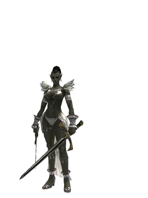 Artisan's Sword*Knight's Sword on a female Orc mystic, front view