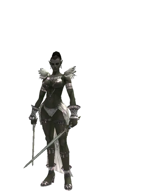 Bastard Sword*Elven Sword on a female Orc mystic, front view