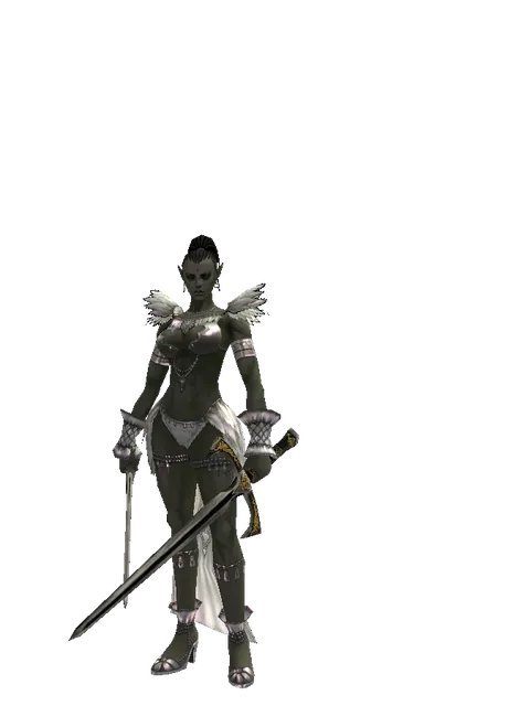 Bastard Sword*Knight's Sword on a female Orc mystic, front view
