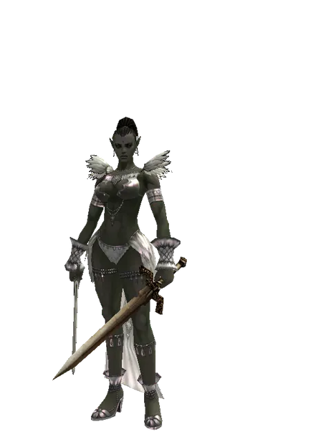 Bastard Sword*Spinebone Sword on a female Orc mystic, front view