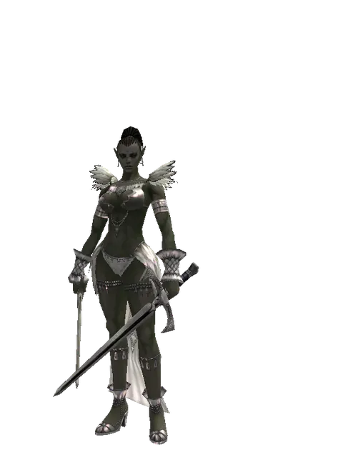 Bastard Sword*Sword of Revolution on a female Orc mystic, front view