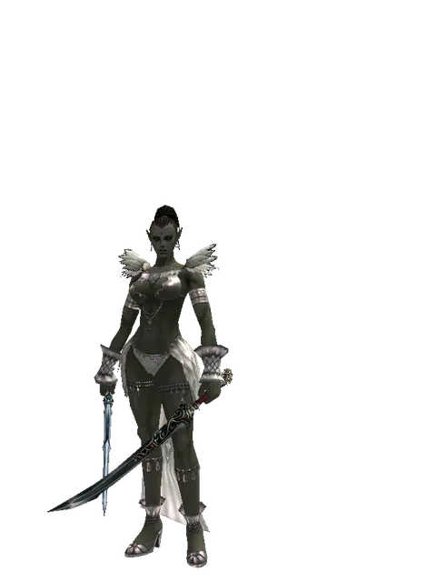 Caliburs*Samurai Long Sword on a female Orc mystic, front view