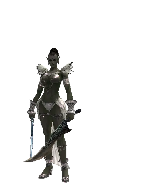 Caliburs*Sword of Limit on a female Orc mystic, front view