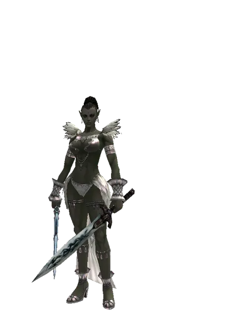 Caliburs*Tsurugi on a female Orc mystic, front view