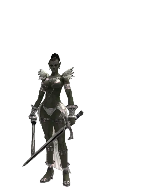 Crimson Sword*Sword of Revolution on a female Orc mystic, front view