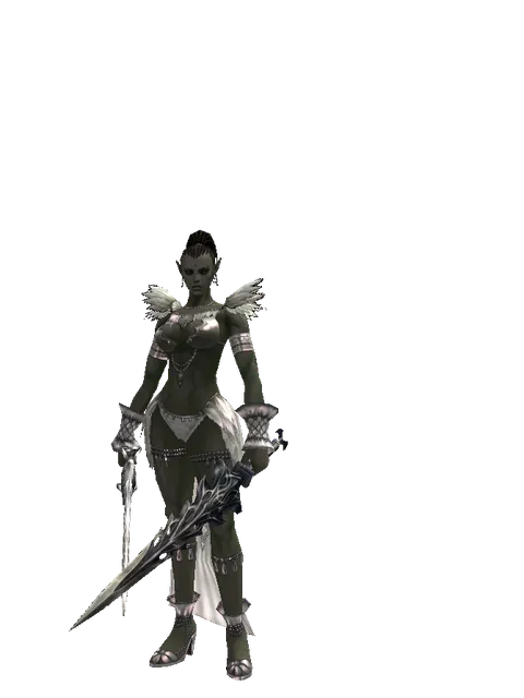 Damascus * Tallum Blade on a female Orc mystic, front view