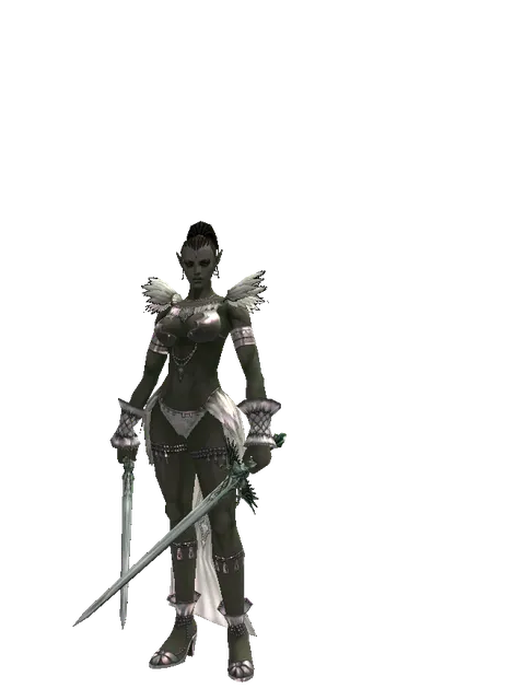 Elven Long Sword*Elven Long Sword on a female Orc mystic, front view