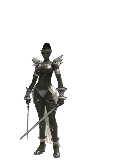 Elven Sword*Elven Sword on a female Orc mystic, front view