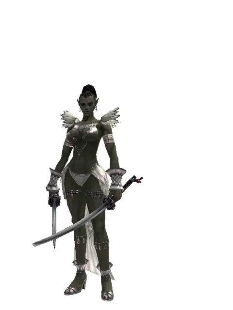 Katana*Katana on a female Orc mystic, front view