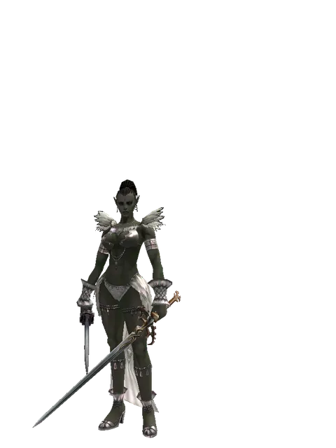 Katana*Raid Sword on a female Orc mystic, front view