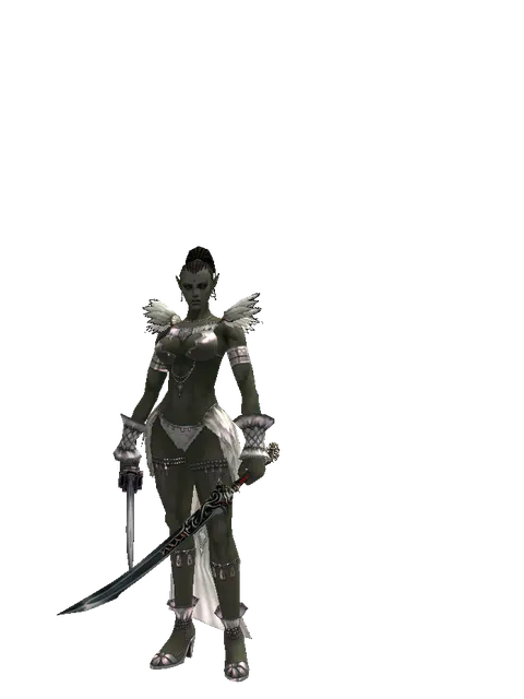 Katana*Samurai Long Sword on a female Orc mystic, front view