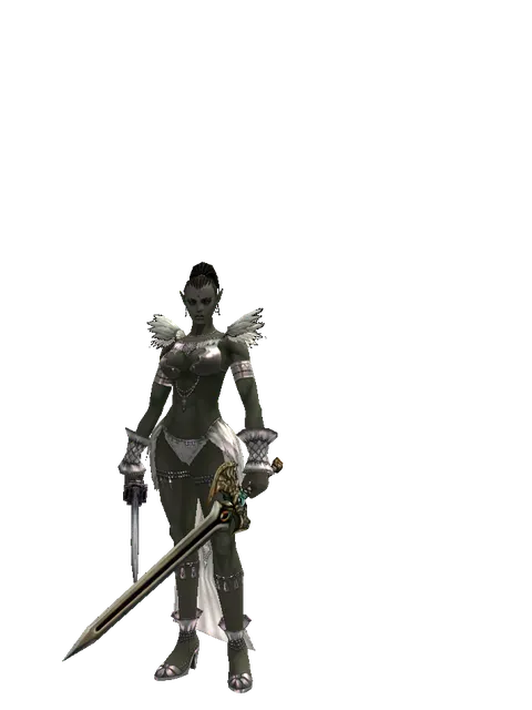 Katana*Sword of Delusion on a female Orc mystic, front view