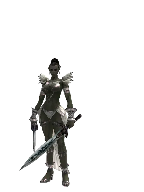 Katana*Tsurugi on a female Orc mystic, front view