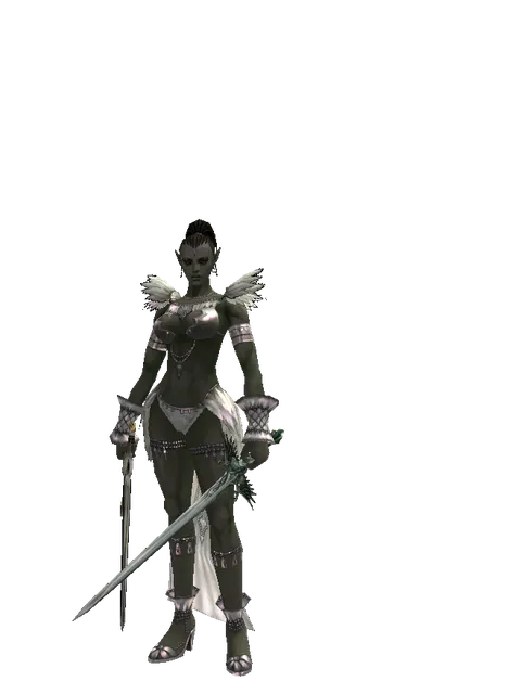 Knight's Sword*Elven Long Sword on a female Orc mystic, front view