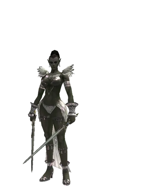 Knight's Sword*Elven Sword on a female Orc mystic, front view