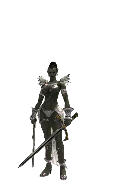 Knight's Sword*Knight's Sword on a female Orc mystic, front view