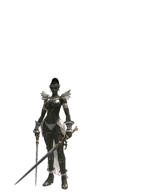Raid Sword*Raid Sword on a female Orc mystic, front view
